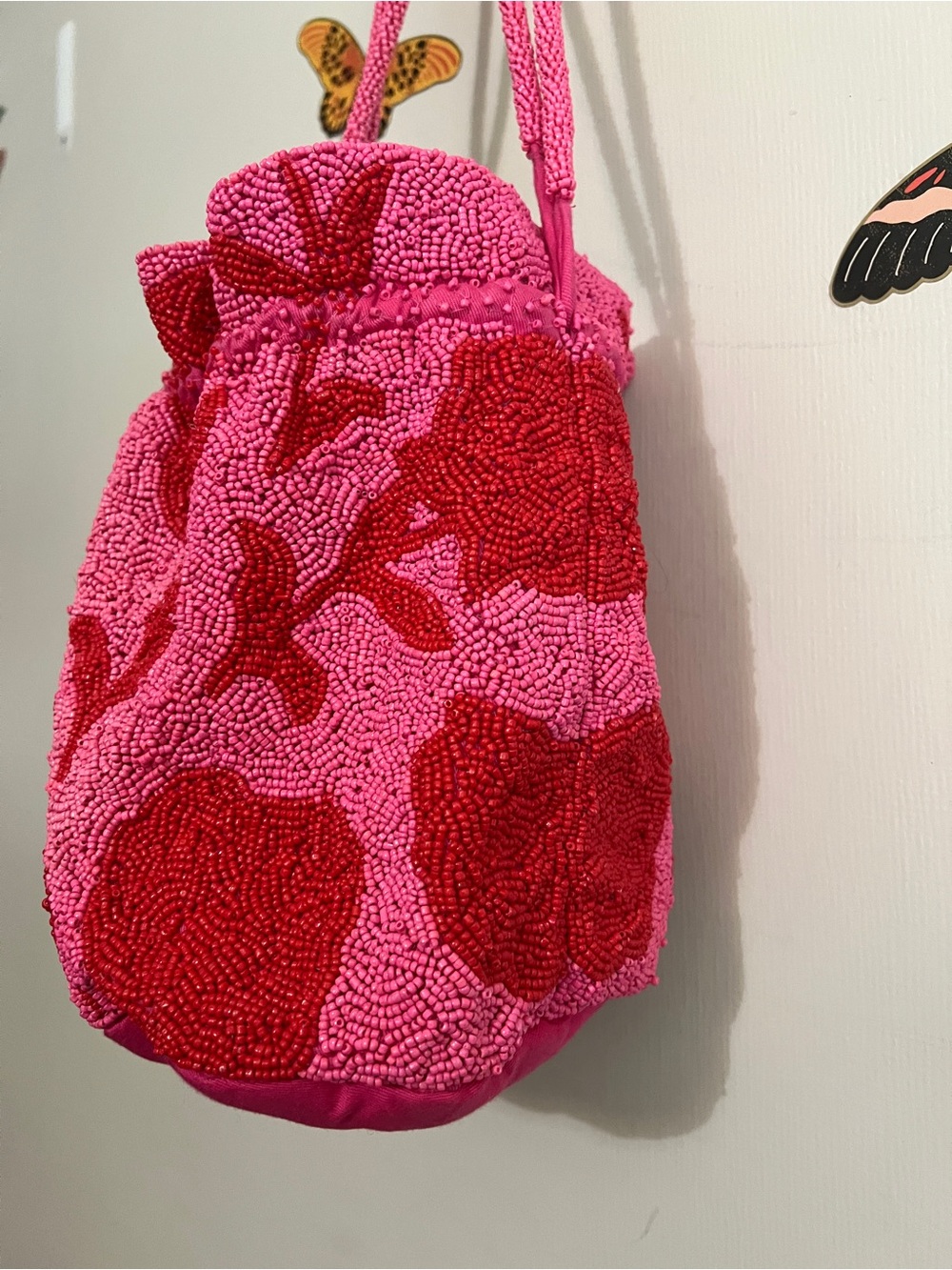 kate spade Pink and Red Beaded Drawstring Wristlet - Picture 3 of 7